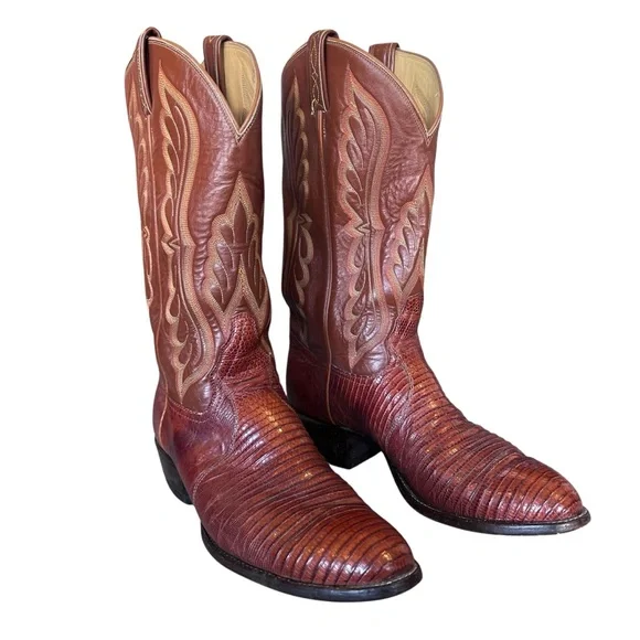 Tony Lama Men’s Sz 11D 8540 Brown Tan Exotic Leather Lizard Western Cowboy Boots - Picture 5 of 16